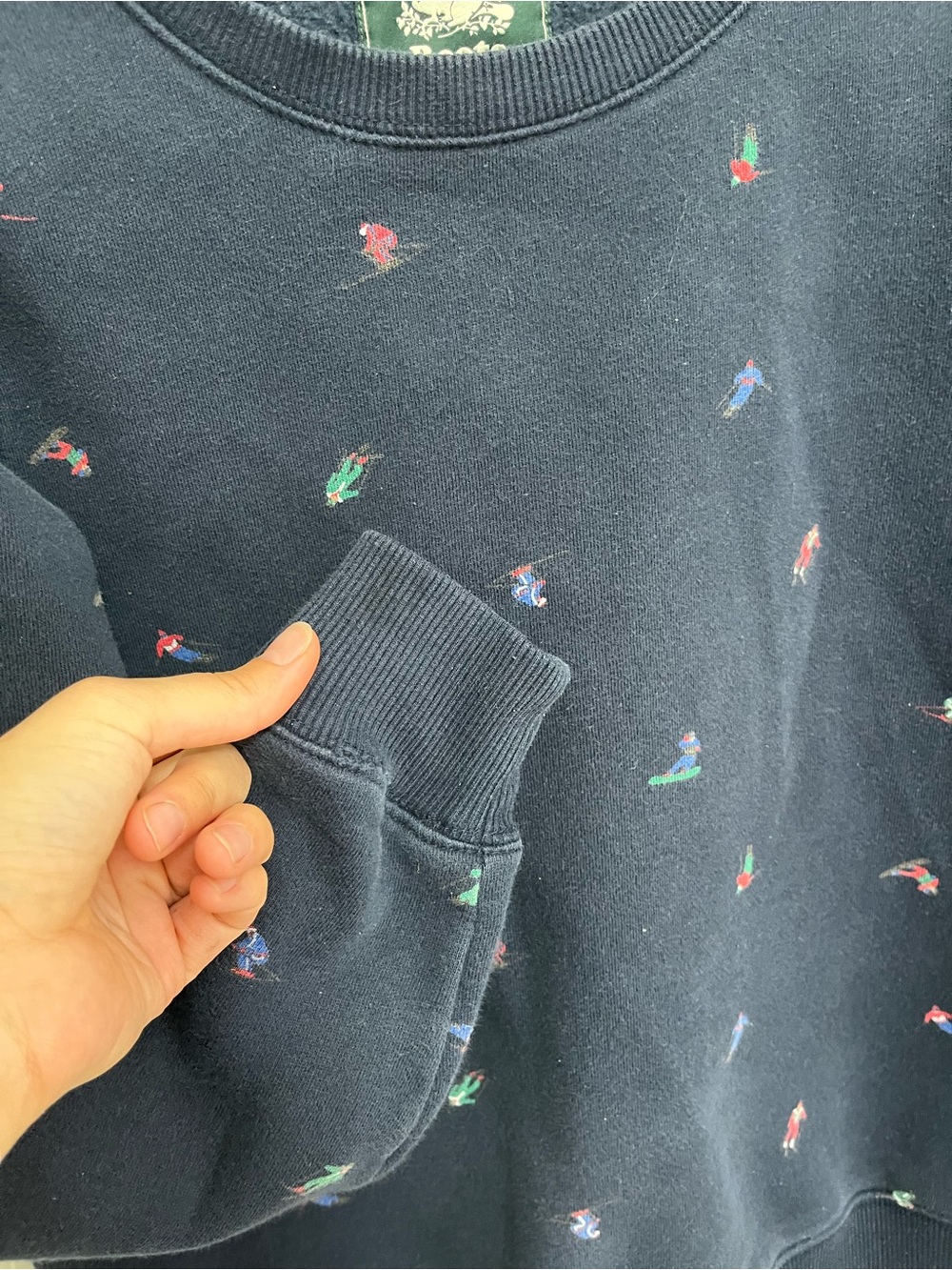 Roots Women's Navy Sweatshirt with Tiny Multicolor Skiers Embroidery in size S - Picture 6 of 13